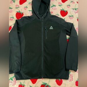 Mens Large Black Reebok Hooded Zip-up Jacket